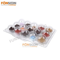 Boîte en plastique transparente à 15 compartiments pour chocolats à la truffe, emballage en blister transparent en PET avec couvercle à charnière pour bonbons et sucreries