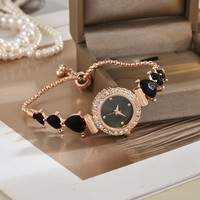 Montre à quartz minimaliste chic et preppy, style Instagram, incrustée de diamants multicolores en forme de cœur, nouvelle collection transfrontalière