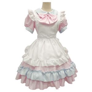 Yi Xiaoyi Anime Lolita Maid Dress Women Adult Black <b>White</b> Bowknot <b>Frill</b> <b>Skirt</b> Costume Cosplay Outfit - Product Image 3
