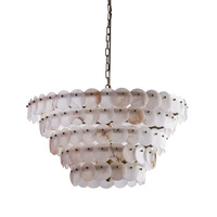 Lustre moderne en albâtre naturel rond à plusieurs niveaux, luminaire suspendu en laiton pour salon, hôtel, maison, villa, décoration