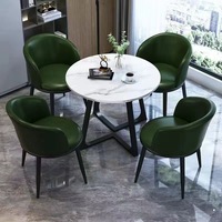 Set Tavolo da Pranzo Moderno con 4 Sedie, Tavolo in Legno per Ristorante e Caffè