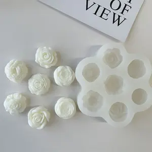 DM921 7 Cavity Austin Rose 3D Peony Bloom Flower Handmade Soap Mold Silicone Candle Wax Making Molds for DIY Craft Supplies