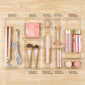 44 Pack Rectangle PET <strong>Plastic</strong> <strong>Drawer</strong> Organizer Desk Divider <strong>Storage</strong> Bins for Makeup Jewelry Office <strong>Storage</strong> - Product Image 3