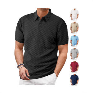 Camisa de manga corta para hombre, estilo europeo y americano, con cuello de solapa, tela jacquard, delgada, informal y deportiva, nueva colección de verano. - Product Image 1