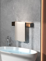Support mural porte-serviettes de qualité supérieure en bois massif et acier carbone, sans perçage, 40/50 cm, organisateur de salle de bain, gain de place, vente en gros