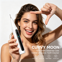 CURVY MOON Nettoyeur ultrasonique multifonction pour le blanchiment des dents, l'élimination des taches, avec écran couleur pour un nettoyage visuel des dents à domicile