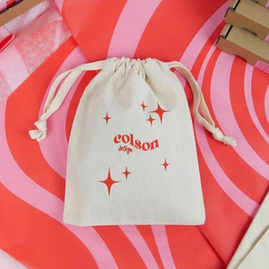 Sac à poussière en toile Sacs à cordon en toile de coton à impression personnalisée avec logo - Product Image 3