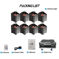 8 Piezas Foco LED Par 6X18W RGBWA UV 6 en 1 a Batería con Control Remoto Inalámbrico 2.4G, W-DMX, DMX512 y Wifi para DJ, Discoteca, Escenario, Fiestas y Hoteles