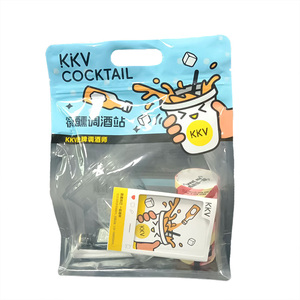 Sac en plastique PE avec logo personnalisé, refermable, portable, avec fermeture éclair, pour bouteilles de vin, boissons, noix, aliments et liquides - Product Image 1