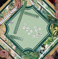 Housse de table de mahjong à motif de plantes tropicales vertes, 31,5x31,5 pieds, antidérapante, réduction du bruit, pour dominos, jeux de cartes, cadeaux