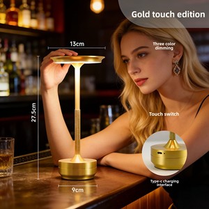 Lampe de table LED en métal de style nordique pour bar et restaurant, lumière blanche chaude 2700K, commande tactile, veilleuse pour camping en extérieur et café - Product Image 6