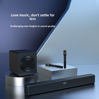 Barre de son en bois pour projecteur TV, microphone, système audio domestique, caisson de basses, 8 haut-parleurs, 2.1 canaux