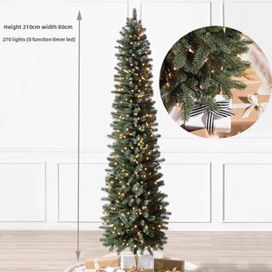 Stock T-128 2.1m Pen-style Pencil Automatic <b>LED</b> Light Green Flowering Pine Needle Artificial Christmas <b>Tree</b> PE Indoor - Product Image 6