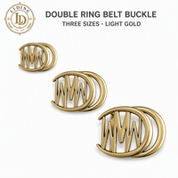Boucle de ceinture double anneau entrelacée en alliage de zinc pour femme, 3 tailles (64mm, 48mm, 44mm, 33mm), boucle plaquée tendance, vente en gros