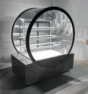 2024 dernière conception conception ronde en verre gâteau affichage réfrigérateur boulangerie pâtisserie vitrine réfrigérateur
