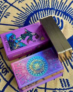 Baru ramah lingkungan bunga merah muda <span class=keywords><strong>Tarot</strong></span> emas Foil plastik PVC kartu meja kotak permainan tahan air 78 buah kartu permainan papan kartu <span class=keywords><strong>Tarot</strong></span> - Product Image 4