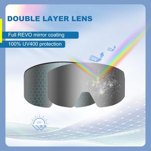 Lunettes de ski personnalisées avec protection UV400, lunettes de sport pour snowboard, OEM, anti-buée, lunettes de ski avec sangles magnétiques, lentilles interchangeables - Product Image 3