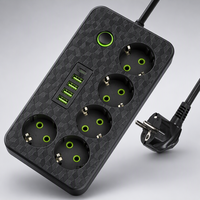 Multiprise standard européenne 6 voies avec 4 ports USB et 1 adaptateur de charge Type-C, prise EU coudée à 90 degrés