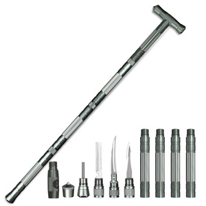 Bâton de randonnée multifonctionnel en alliage d'aluminium, tige télescopique avec vis à glace et outils pour la randonnée en plein air - Product Image 1