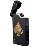 Briquet USB à double arc coupe-vent transfrontalier, personnalisable avec logo publicitaire, affichage LED métallique – Cadeau haut de gamme pour
