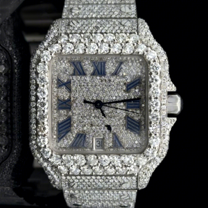 Reloj de Pulsera Cuadrado de Acero Inoxidable con Moissanita, Corte Brillante VVS1, 40 mm, Movimiento de Cuarzo, Resistente al Agua 10 Bar, Cierre de Pulsera - Product Image 1