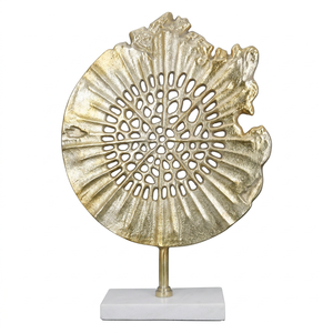 10D X 38W X 51H Handmade Gold-Plated Aluminium Foliage Sculpture Tabletop Decor Modern Art Design for Living Baptism <b>Figures</b> - Product Image 1
