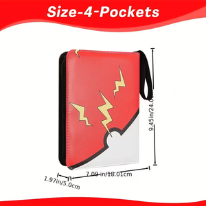 Reliure pour cartes Pokémon <span class=keywords><strong>à</strong></span> 4 pochettes, fermeture éclair en cuir, capacité de 400 cartes, reliure Pokémon pour cartes de sport, cartes <span class=keywords><strong>à</strong></span> collectionner, cartes Pokémon - Product Image 4