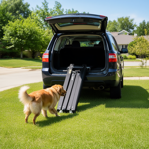 Rampe pliable pour chien Vevor, 71 po x 20 po, escalier pour animaux de compagnie pour voiture, SUV, camion, surface en tissu Oxford antidérapant, taille moyenne - Product Image 2