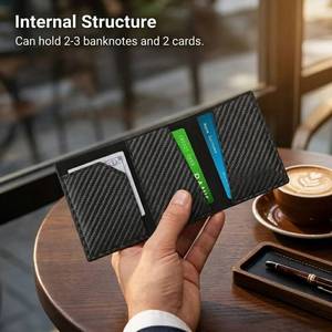 <span class=keywords><strong>Portafoglio</strong></span> RFID da <span class=keywords><strong>uomo</strong></span> Casekey personalizzato in fibra di carbonio, sottile, minimalista, a tre ante, da tasca frontale, con porta carte a scomparsa intelligente - Product Image 4