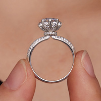 Ein Karat Luxus Moissan ite Ring Ehering European Style Silber Blumen ring Schmuck MSR021
