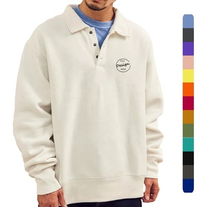 Venta superior Sudadera Polo para hombre Sudadera abotonada en blanco Sudadera de gran tamaño Cuello Polo Sudadera de algodón pesado Venta al por mayor Unisex - Product Image 1