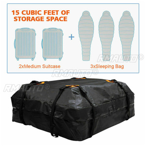 600D/420D 120x90x44cm Large Waterproof Car <b>Cargo</b> Roof <b>Bag</b> Rooftop Luggage Carrier Black Storage Cube <b>Bag</b> Travel SUV Van for Cars - Product Image 5