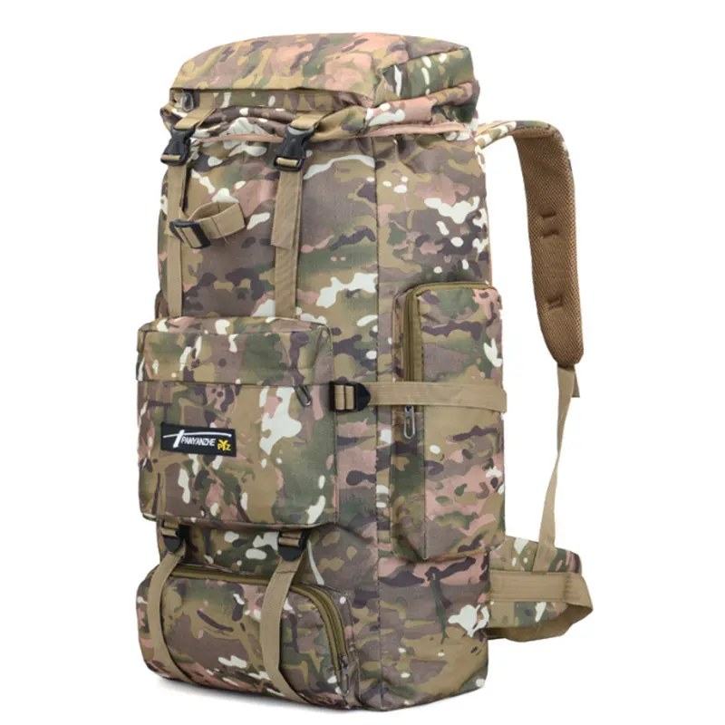 Groothandel Custom Logo 100l Camouflage Waterdichte Opvouwbare Rugzak Grote Capaciteit Mannen Outdoor Uitrusting Kamperen Wandelen Nylon