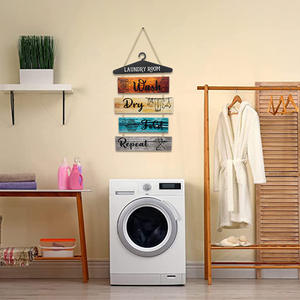 5 pièces buanderie règles Plaque lavage sec pli répéter panneau en bois Vintage rustique ferme suspendus décoration murale - Product Image 4