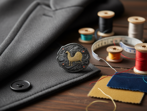 Botón Redondo Plateado Envejecido de 5.0cm, Decorado con Pedrería, para Uso en Prendas - Product Image 2