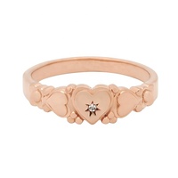 Bague d'éternité classique unisexe Milskey en laiton plaqué or 18 carats avec zircon en forme de cœur pour anniversaire