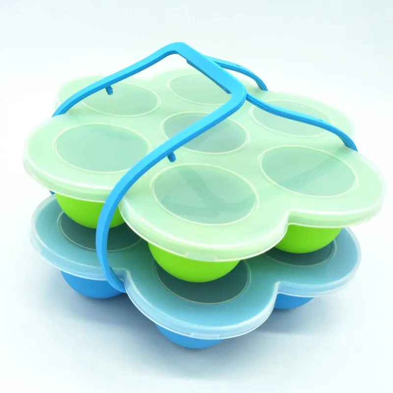 Molde de silicona para picaduras de huevos, sin BPA, 7 cavidades, bandeja de almacenamiento de alimentos para bebé