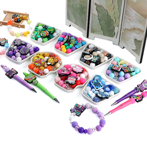 Kit de Cuentas para Bolígrafos DIY con Estuche de Almacenamiento, Bolígrafos y Cuerdas Elásticas, Cuentas Espaciadoras de Plástico Acrílico para Hacer Pulseras de la Amistad - Product Image 3