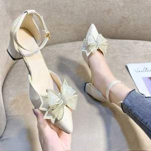 Zapatos de Tacón Alto Sexys para Boda con Diseño de Corte Bajo, Tacón Delicado, Estilo Versátil, Lazo y Punta Cerrada - Product Image 6