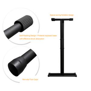 Soporte de teclado con estructura en X individual K-704-2B con mecanismo de bloqueo de 10 posiciones, ajuste rápido de altura de 37-94 cm - Product Image 3
