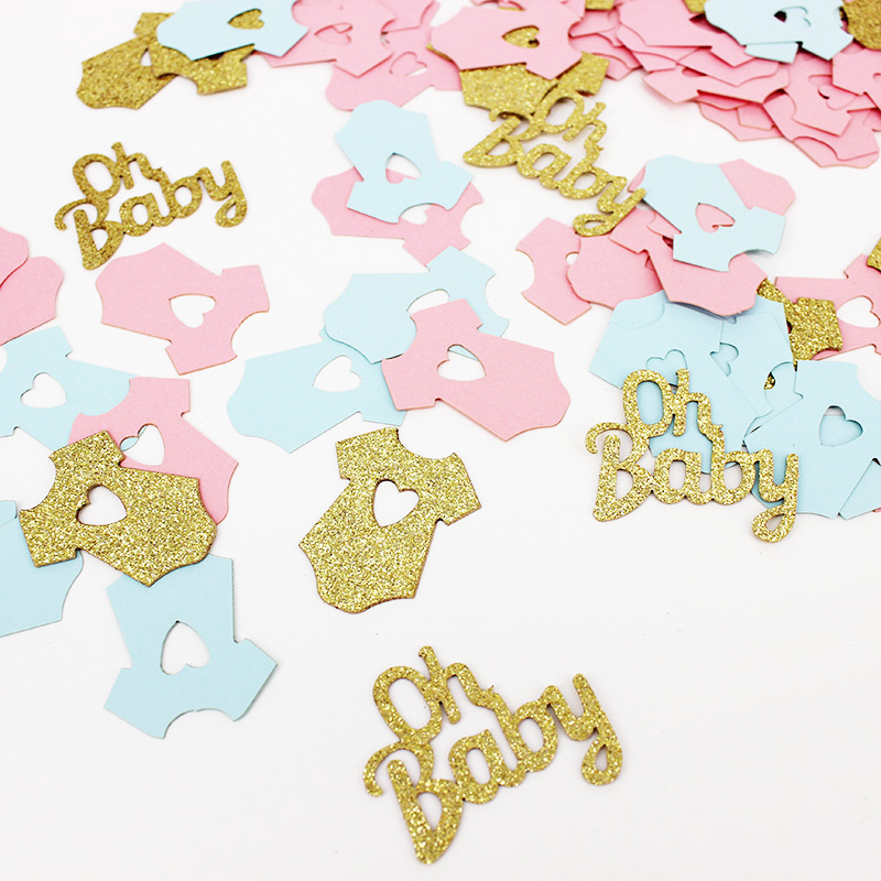 Горячая распродажа! Объявление о поле с конфетти для вечеринки с надписью Oh Baby блеск письмо конфетти с розовым или синяя ткань конфетти двусторонний