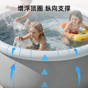 Círculo inflable para piscina de 1,80 m, malla gris, una sola capa, portátil, plegable, para uso en exteriores para niños - Product Image 3