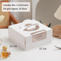 Boîte à pâtisserie personnalisée avec poignée blanche, tiroir coulissant, fenêtre transparente et insert à 4 compartiments pour mousse et pâtisserie