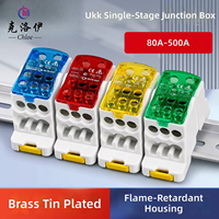 Bloc de distribution d'alimentation sur rail DIN 80A UKK80A 125A, connecteurs de bornier sur rail DIN, blocs de câblage de phase moulés