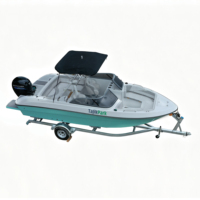 Bateau en fibre de verre Hull White up Blue Down pour 8 personnes, moteur hors-bord, avec bimini top et évier, bateau de sport familial pour la pêche et les fêtes