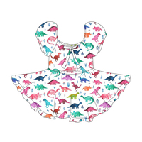 Robe d'été à volants avec rubans imprimés personnalisés pour fillettes, robe de princesse