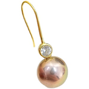 Aretes de Plata S925 con Gancho para Perlas, Diseño de Diamante Individual, para Perlas de 8-13mm, Modelo 21300, con Soporte para Perlas - Product Image 5