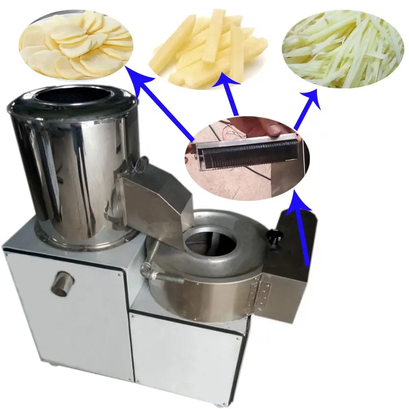 Kleine Wasmachine En Dunschiller Aardappel Wassen Peeling Snijmachine Plantaardige Peeling Machine