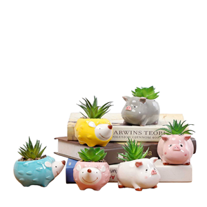 Vaso <span class=keywords><strong>in</strong></span> Ceramica Moderno e Carino a Forma di <span class=keywords><strong>Riccio</strong></span> e Maiale, Fioriera per Piante Grasse a Forma di Animale per <span class=keywords><strong>Giardino</strong></span> da Scrivania e Decorazione per Centri Commerciali - Product Image 1
