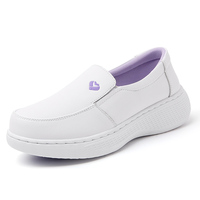 Chaussures d'infirmière pour femmes en cuir de vachette respirant antidérapant de haute qualité, blanches et noires, chaussures de travail blanches pour femmes, mocassins